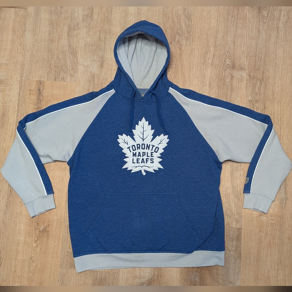 Old Time Hockey Toronto Maple Leafs Causeway Collection Blue and Gray Hoodie Lg